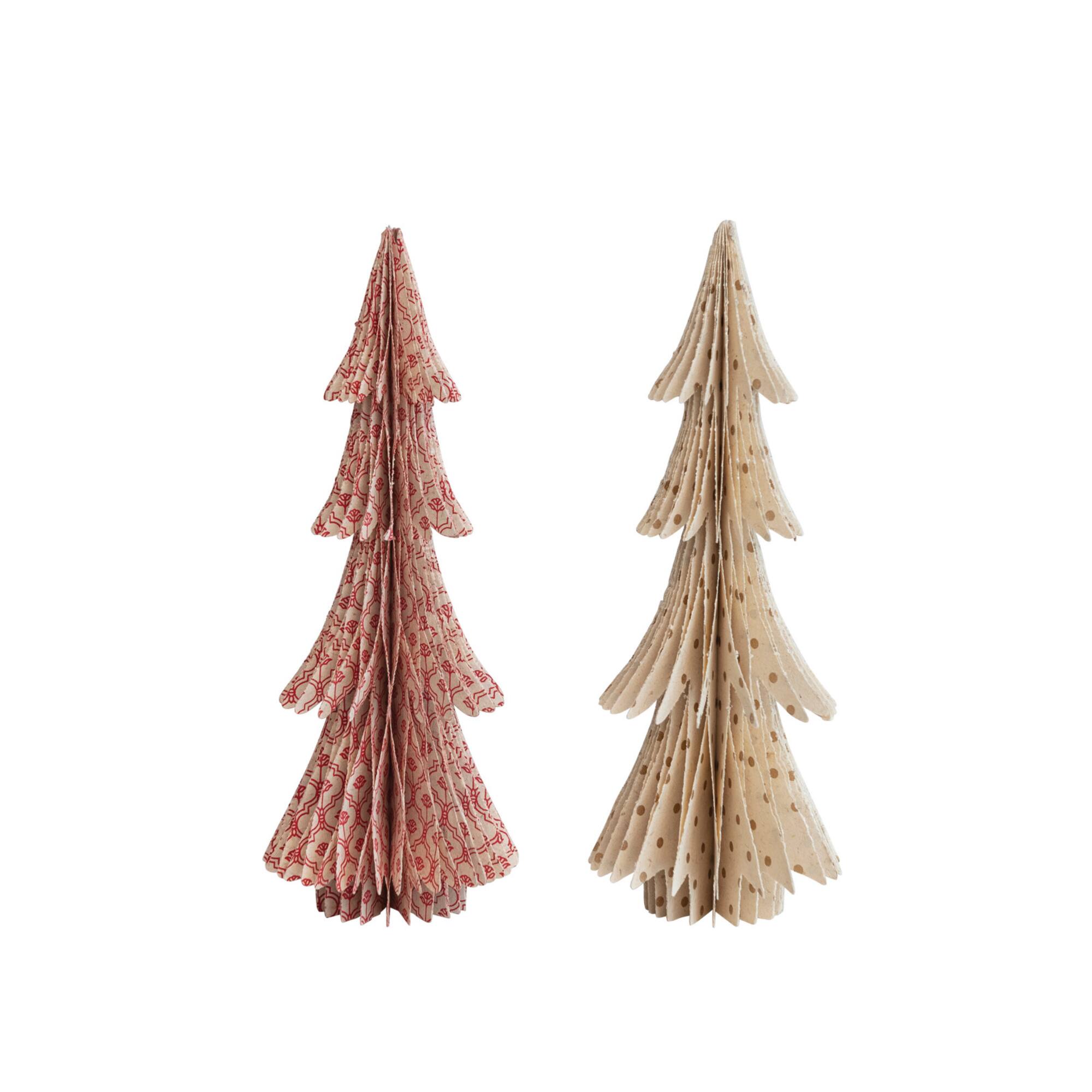 Hello Honey® 9" Paper Tree Set with Red Floral Pattern & Brown Polka Dots